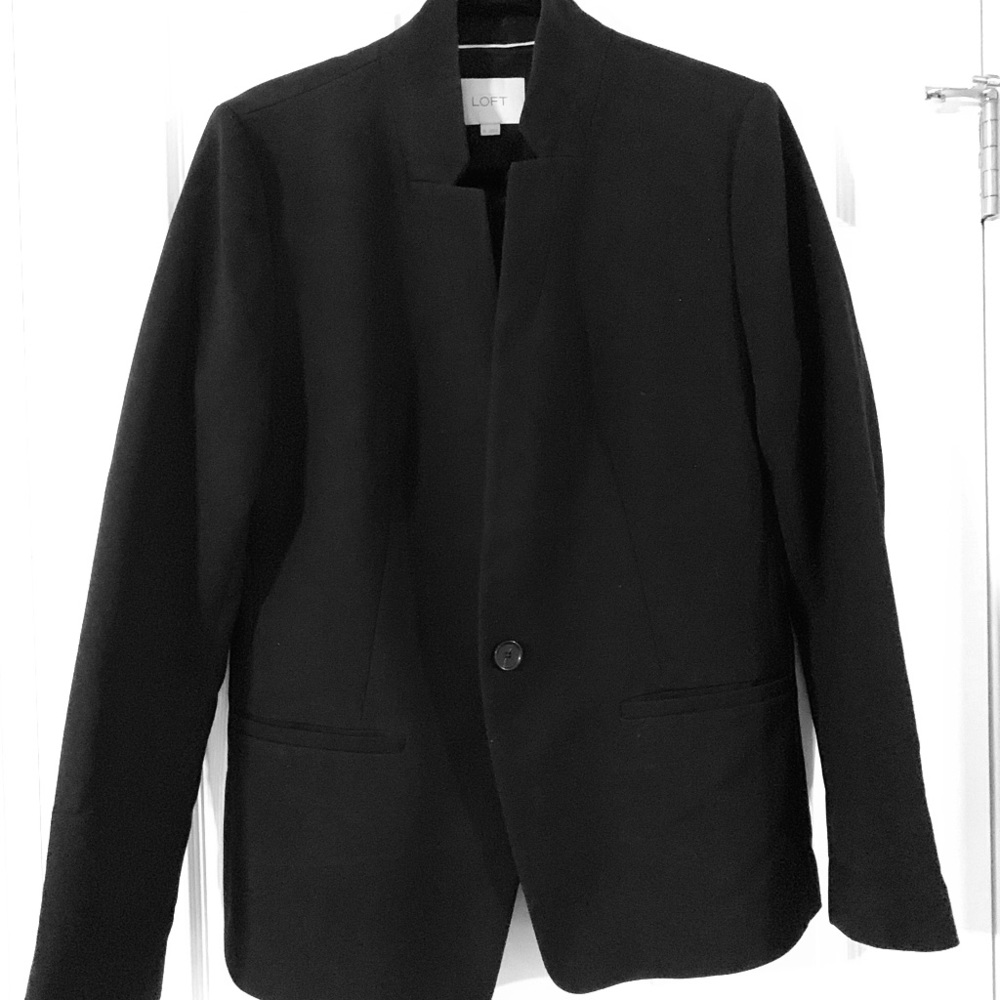 LOFT Black Minimalist One-Button Blazer